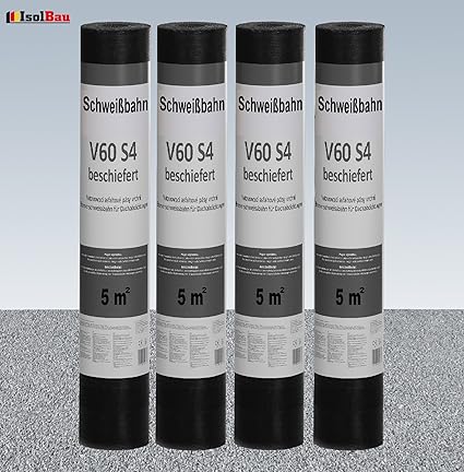 Schweißbahn V60 S4 beschiefert 4 x 5 m² GRAU Bitumenbahn Dachbahn Dachpappe