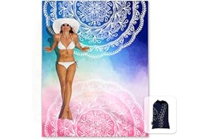 Sunlit 6' x 7' Sandfree Beach Blanket Sand Proof Mat with Corner Pockets and Mesh Bag for Beach Party, Travel, Camping and Ou