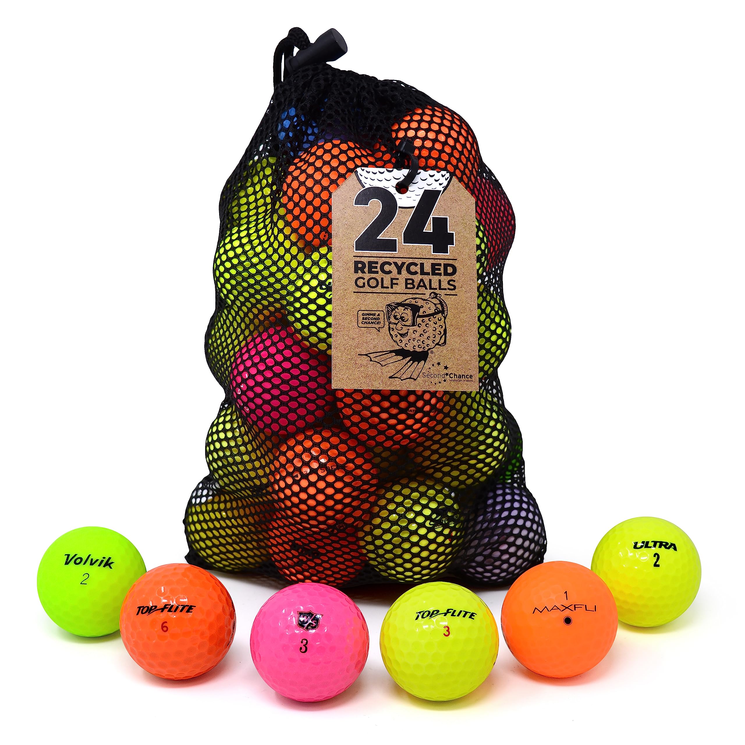Second Chance Optic Coloured 24 Quality Lake Golf Balls (Grade A)