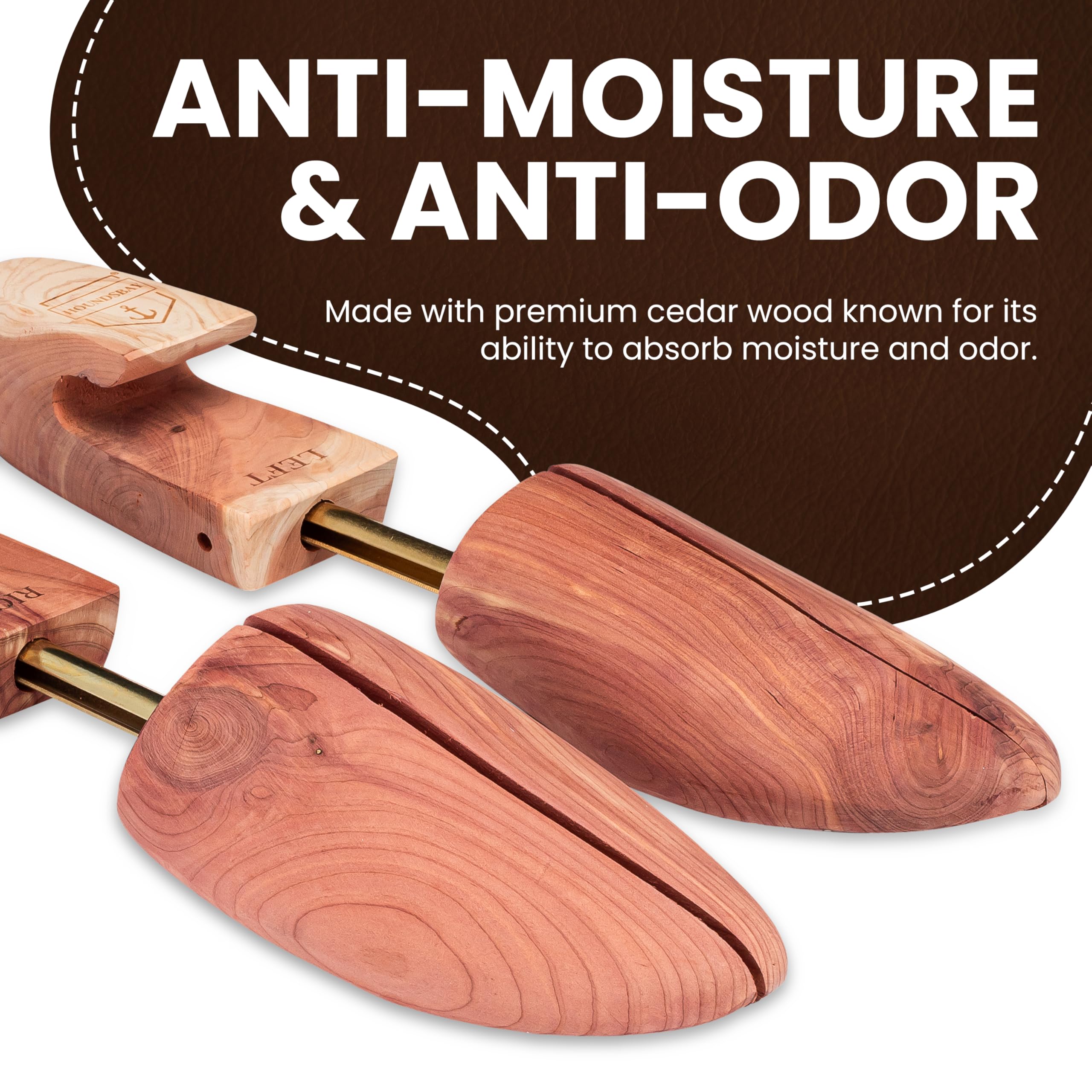HOUNDSBAY Cedar Shoe Tree - Shoe Trees for Men & Women, Sneakers, Widener & Shaper