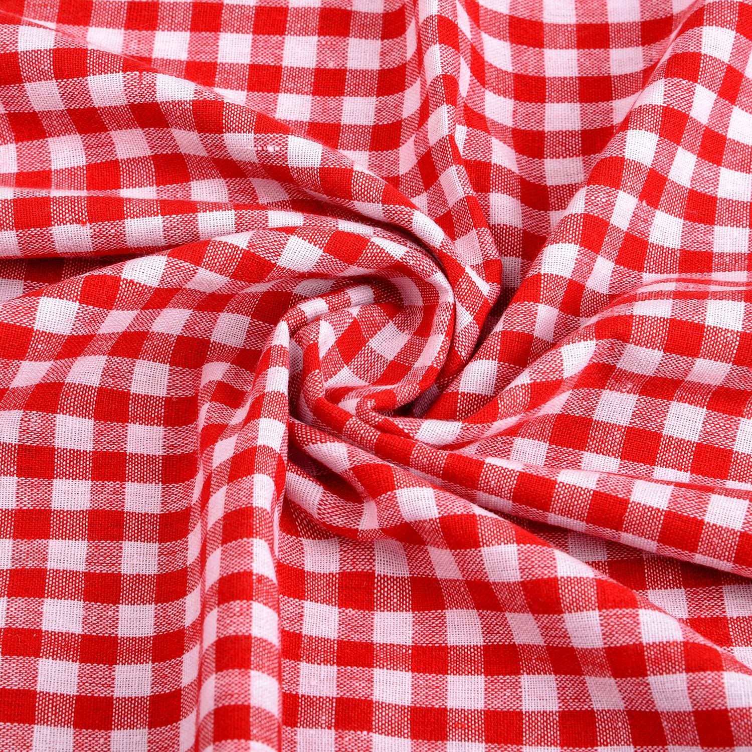 XNHIU Euvoym 1m Red & White Gingham ¼" Check Fabric 60" Wide Gingham Buffalo Check Polycotton Fabric Checked Fabric Chequered Tablecloth for DIY Clothing
