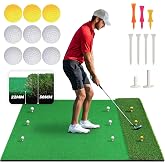 Vitality Sports 5 x 4 ft Dual-Turf Golf Mat, Thick EVA Base | rough and fairway surfaces, 10 mm shock absorption, 9 balls, 9 tees, indoor or outdoor