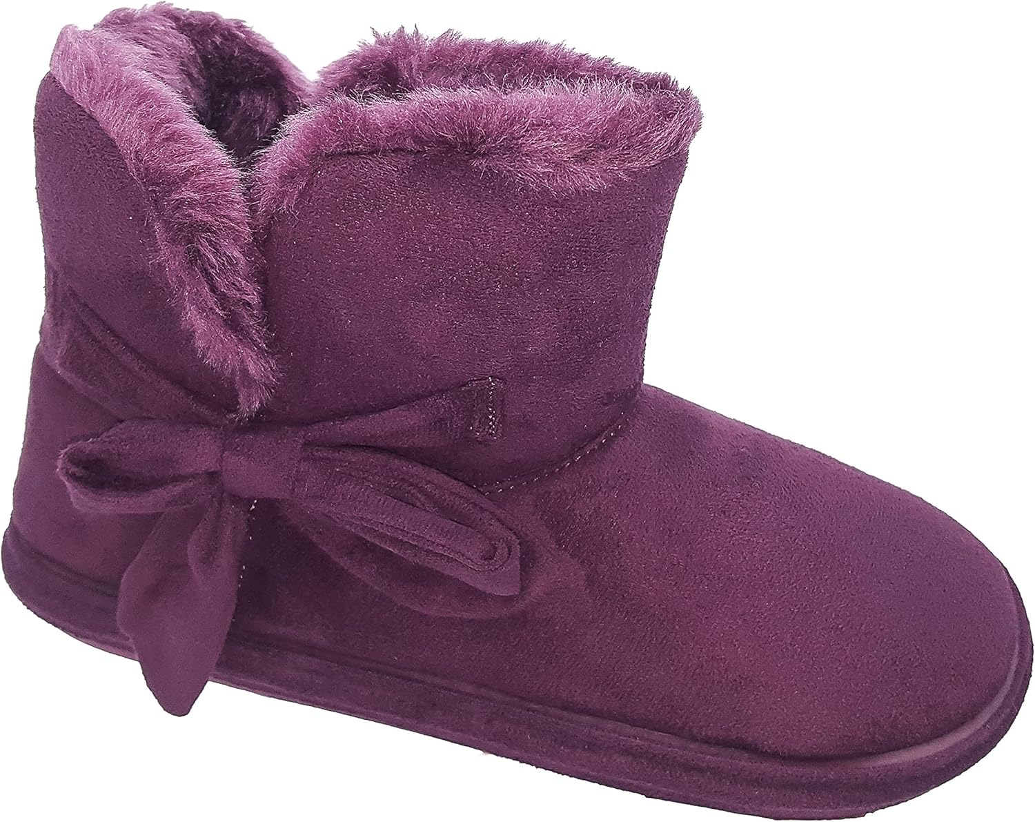 Ladies Jyoti Lilac Purple Warm Faux Fur Lined Boot Slippers Sizes 3 4 5