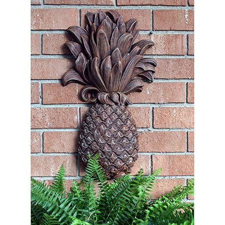 Outdoor Wall Decor Resin Exotic Pineapple Plaque 19 Height