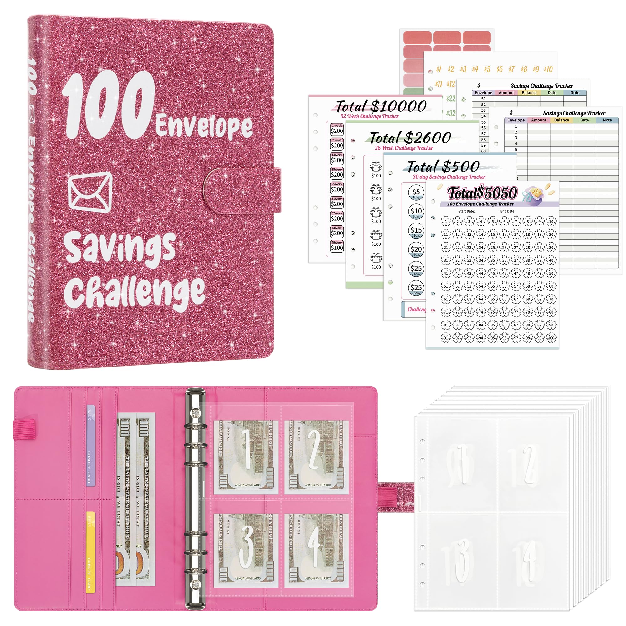 52 Week 100 Envelopes Money Saving Challenge Binder Save $10000