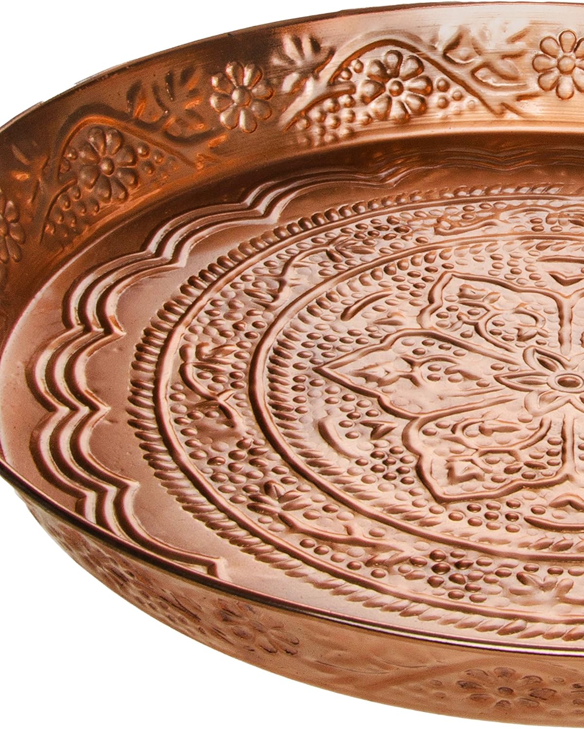 40 Cm 40cm Breit Und 5cm Hoher Rand Plateau Vintage Marocain Avec Rebord Metal Plateau Rond Oriental En Metal Ferda Kupferfarben Plats