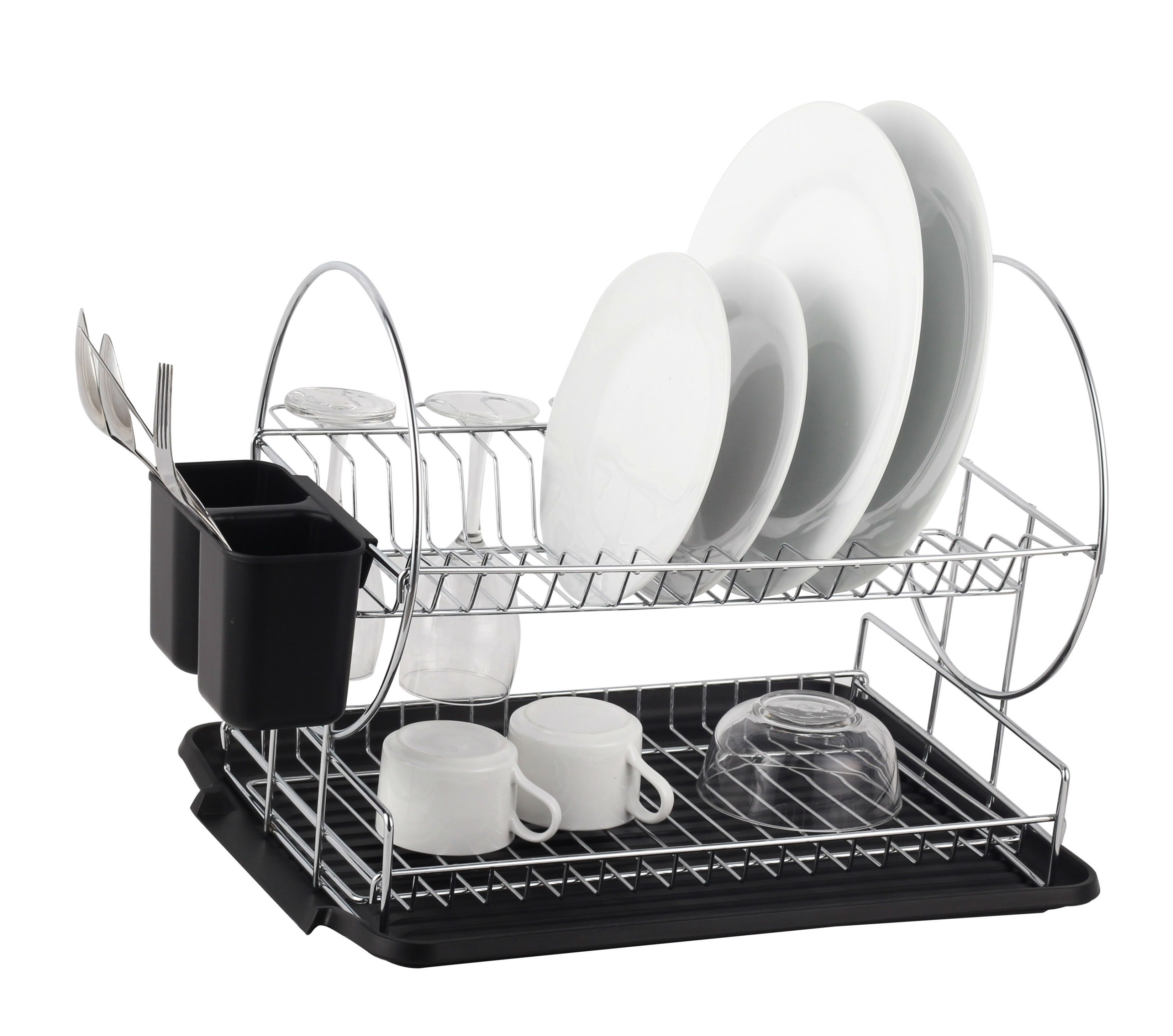 6 Deluxe+Chrome+plated+Drainboard+Cutlery+BlackII