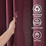 Shower Curtain 152x182cm Burgundy with Metal Hooks, Waffle Fabric view 7