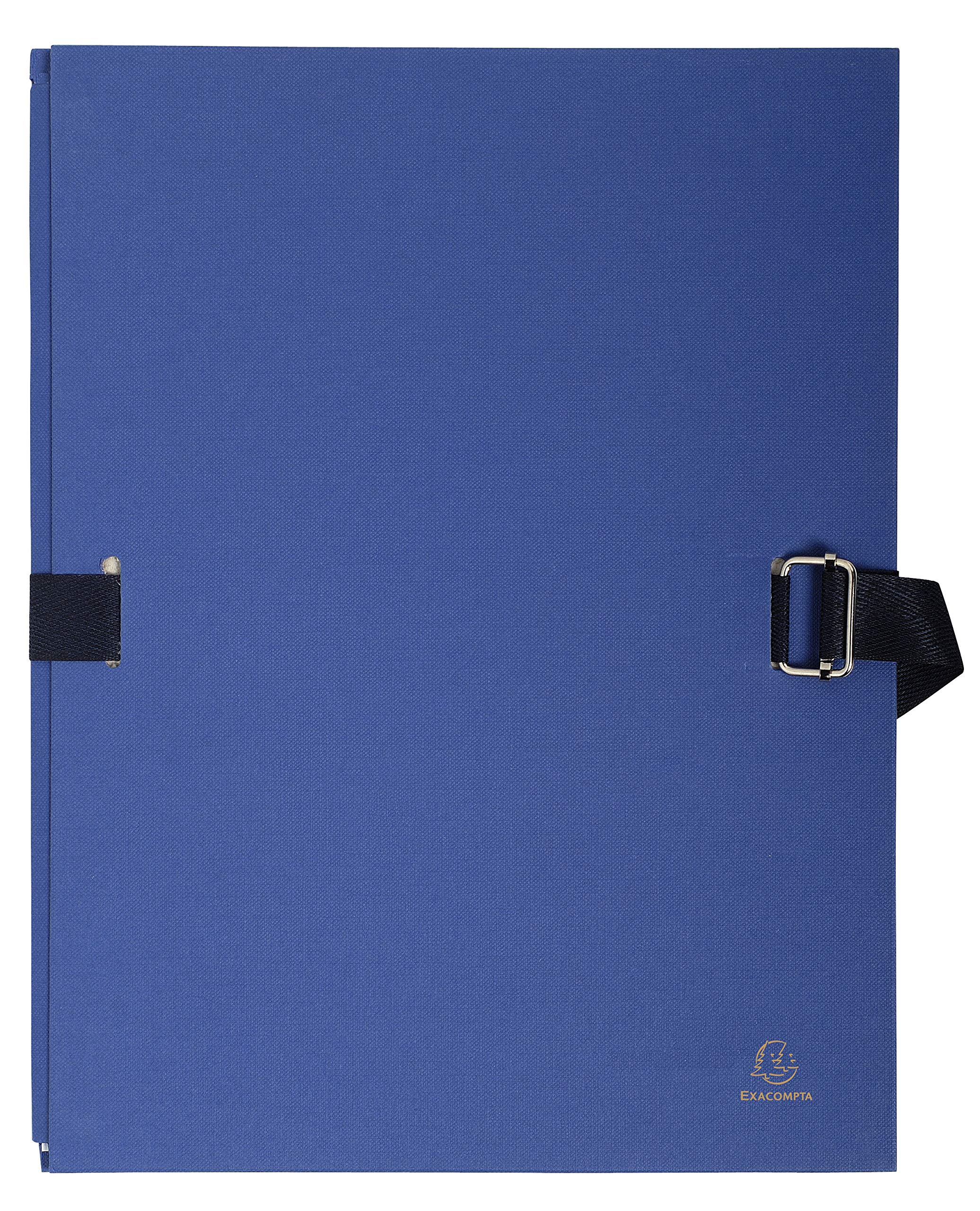Exacompta - Ref 223229E - Expandable Canvas Folder - Suitable for Storing & Transporting A4 Documents, Expandable to Hold Additional Documents, Strap Closure - Dark Blue
