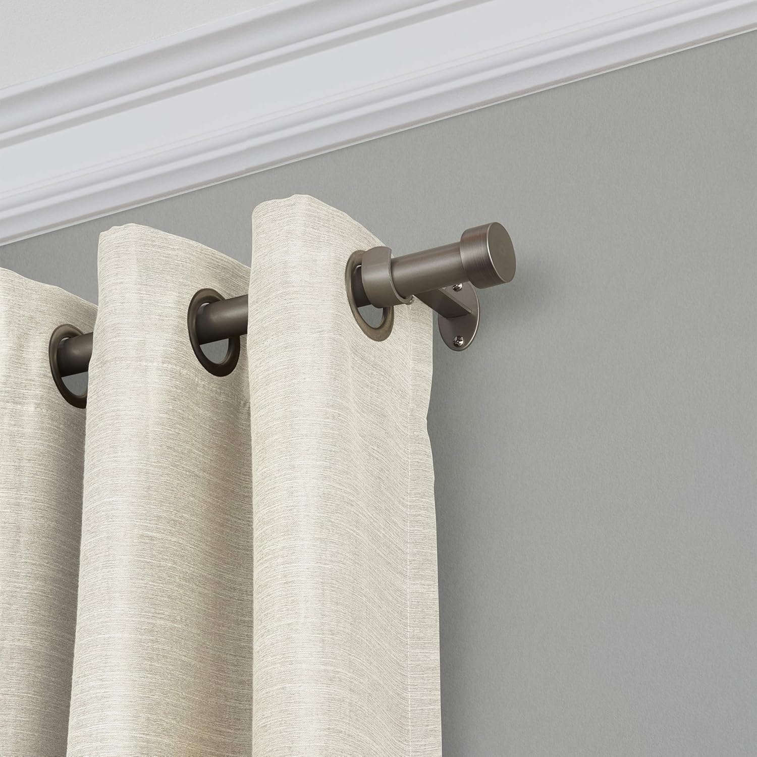 Elrene Home Fashions Serena 1" Window Drapery Single Curtain Rod with Contemporary Cap Finial, 28"-48" Adjustable, Polished Nickel: Home & Kitchen