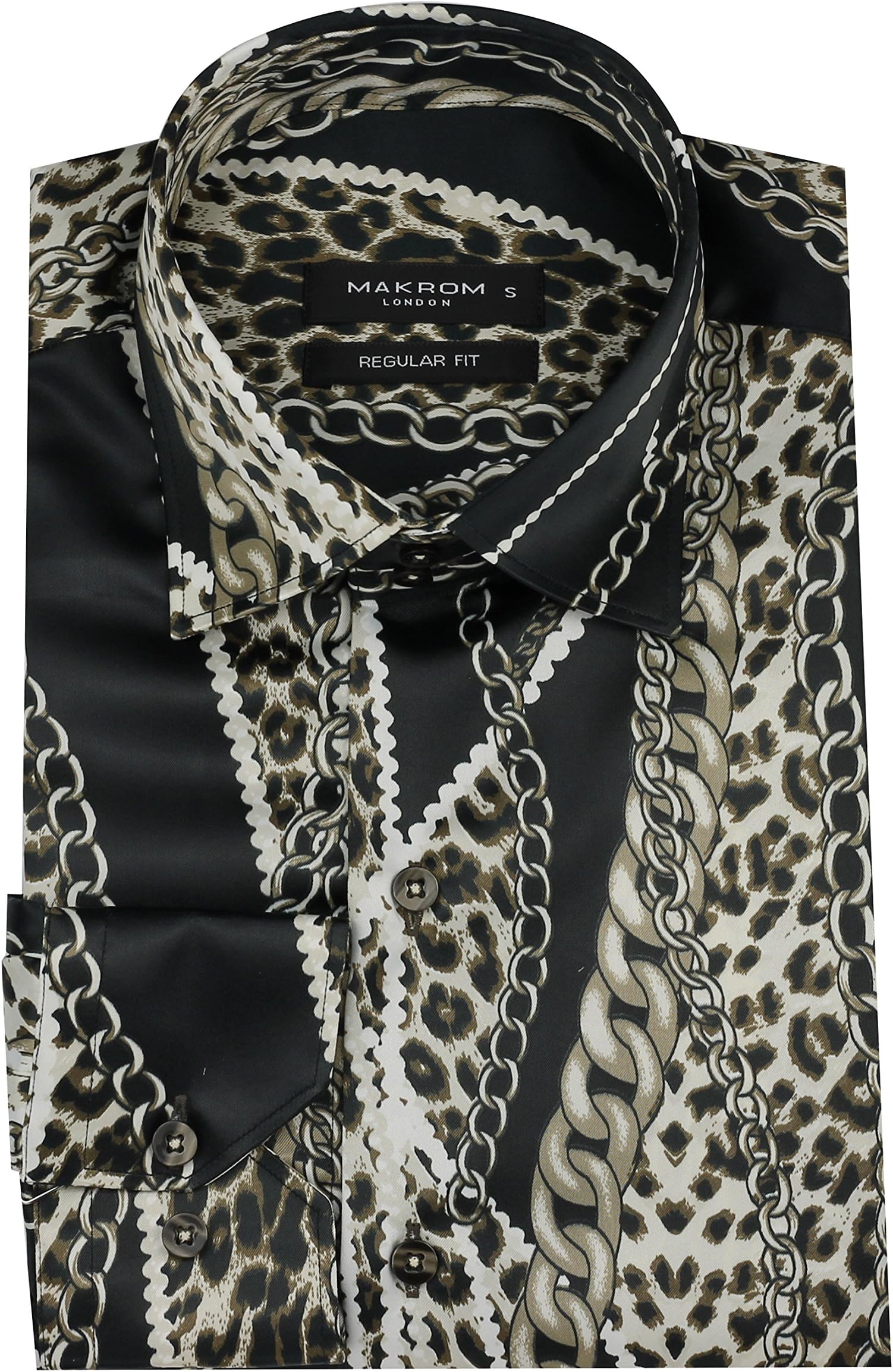Mens Italian Designer Style Regular Fit Shirt Smart Casual Silk Feel in Black Gold Grey