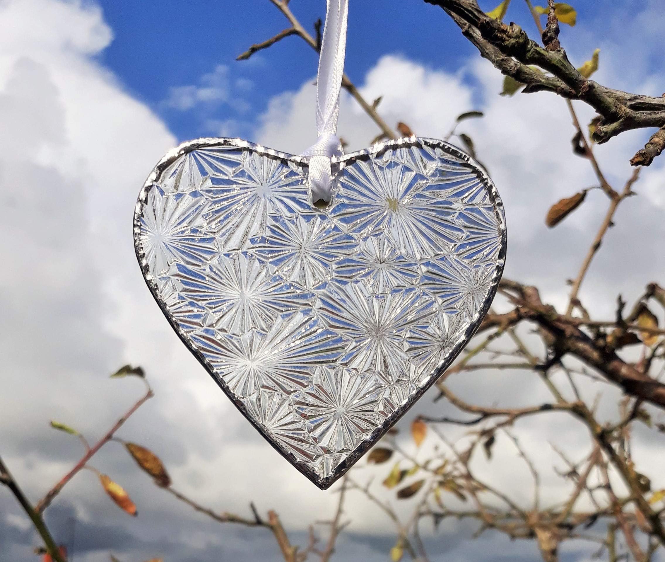 Glass Heart Suncatcher made with pretty textured glass