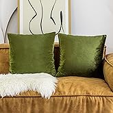 Home Brilliant Green Spring Pillow Covers 18x18 Velvet Throw Pillow Covers Decorative Throw Pillows for Couch Party Decor, 45 x 45cm(18 x 18 inches), Avocado Green