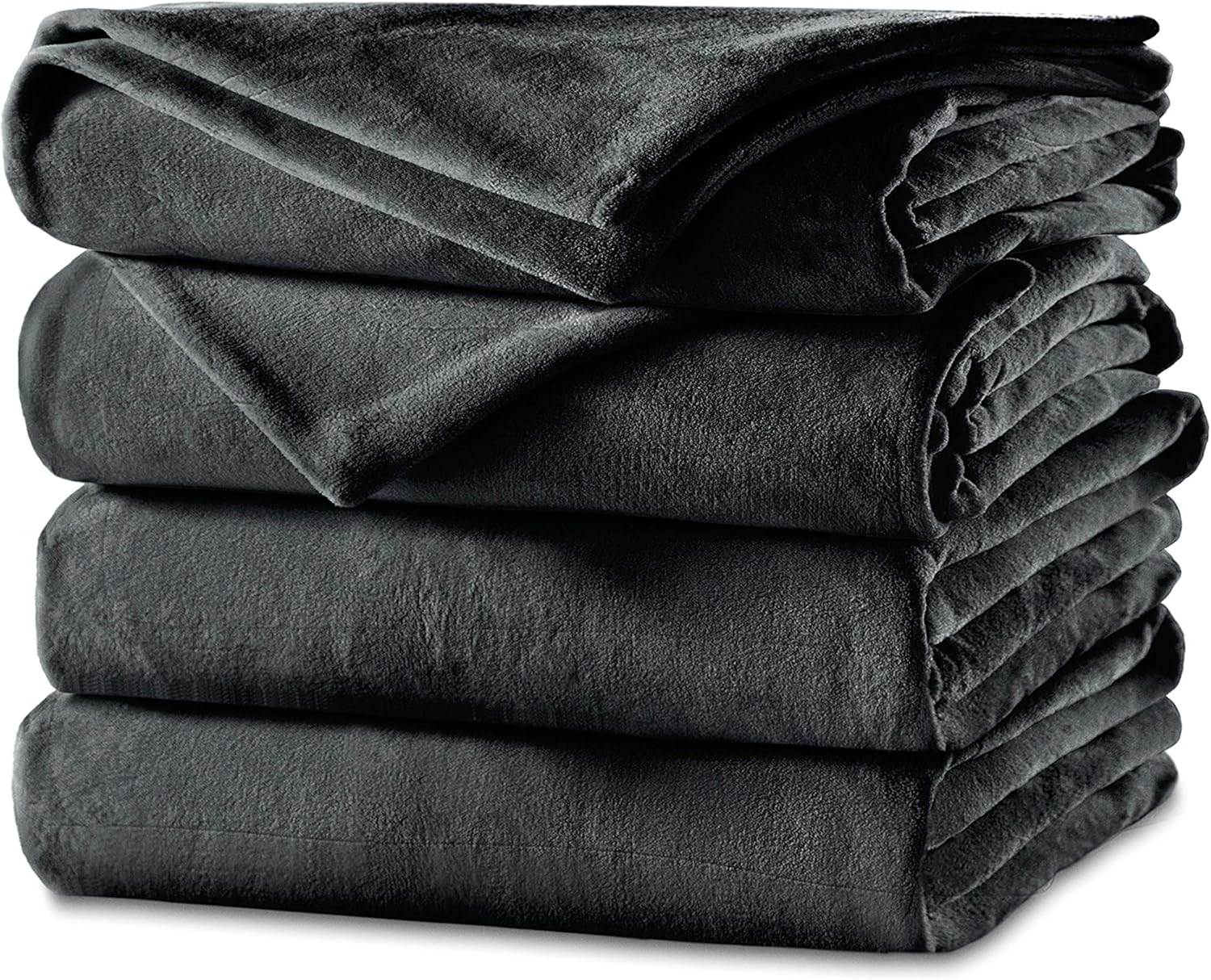 Sunbeam Heated Blanket | Velvet Plush, 10 Heat Settings, Slate, Twin - BSV9GTS-R825-12A44