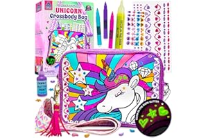 PURPLE LADYBUG Decorate Your Own Unicorn Crossbody Bag Kit - Unicorn Gifts for Girls Age 6-8, Gifts for Girls 6 7 8 9 10-12 Year Old Girl Birthday Christmas Gift Ideas, Craft for Girl Glow in the Dark