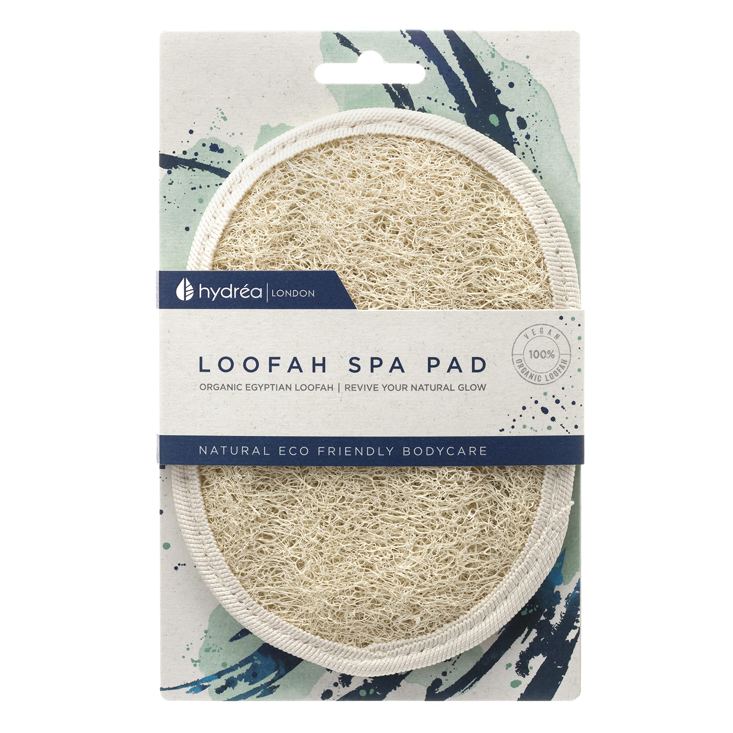 Hydréa London Organic Egyptian Loofah Luxury Exfoliating Body Pad Natural Quality Spa Bodycare for Bath Shower