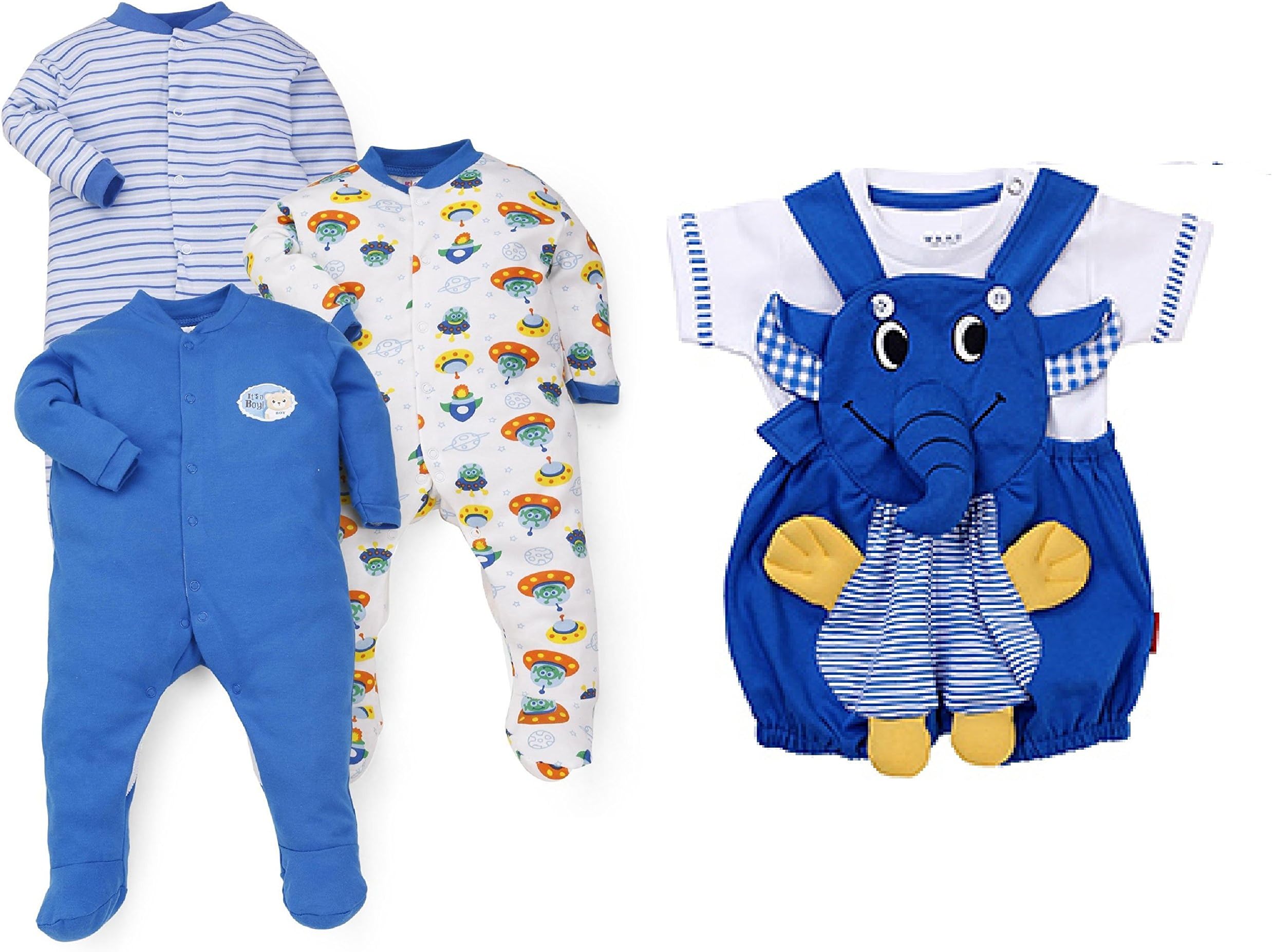 NammaBaby Multi Color Romper Body Suite for New Born Baby Pack of 3 (Guaranteed Offer : Free Dungaree Set Ganesha for Your Little Baby