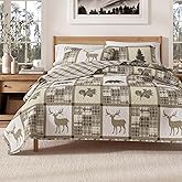 Great Bay Home Lodge Bedspread King Size Quilt with 2 Shams. Cabin 3-Piece Reversible All Season Quilt Set. Rustic Quilt Coverlet Bed Set. Stonehurst Collection.