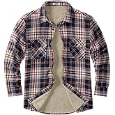 COOFANDY Men's Sherpa Lined Flannel Shirt Jacket Long Sleeve Button Up Fleece Plaid Shirts