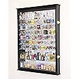 XL Shot Glass Display Case Rack Holder Cabinet w/Mirror Backed and 11 Glass Shelves -Black