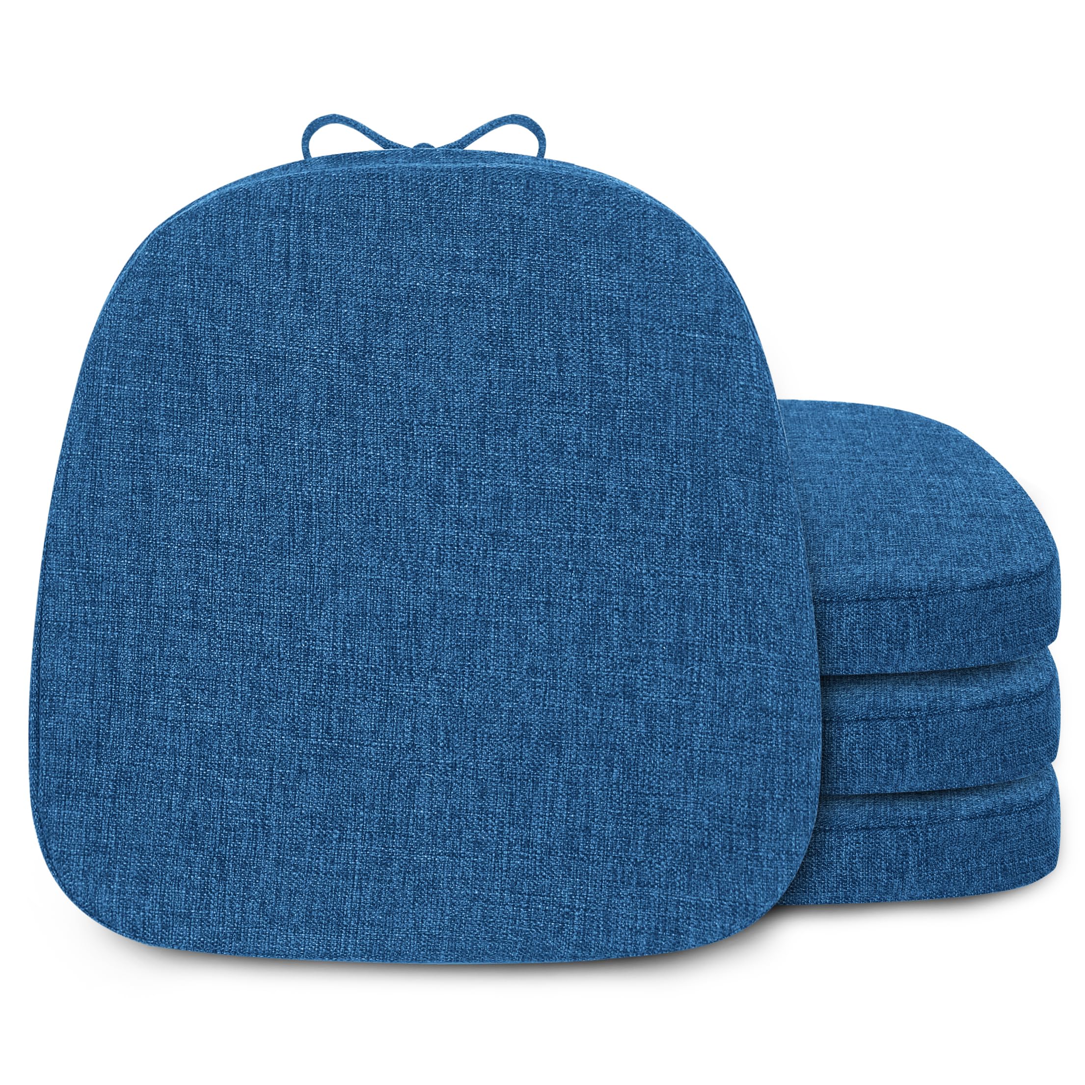 Photo 1 of FlyGulls Metal Chair Cushions for Dining Chairs 2" Thick Kictchen Chair Cushions Non Slip Chair Pads with Ties for Metal Dining Chairs Set of 4 14" x 14" Blue