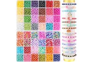 CZWZ 2400PCS Pearl Beads for Jewelry Making 48 Colorful 6mm Round Pearl Beads for Bracelets Making Kit Small Pearl Filler Beads for DIY Craft Necklace Earrings