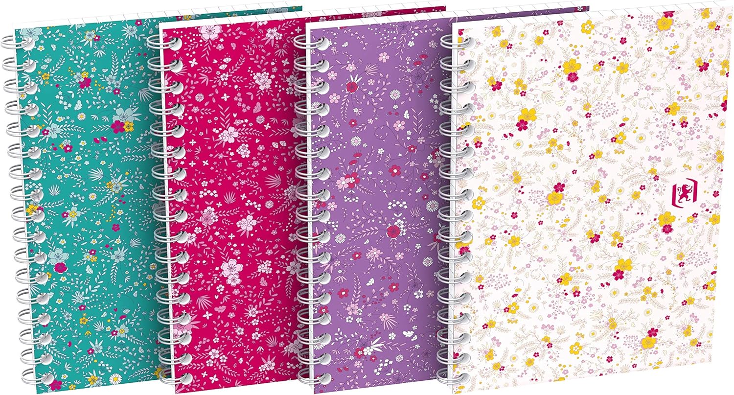 Oxford, A5 hardcover, Double Spiral Ring Notebook, Diary, Pack of 5, Lined, White, 120 Pages, 3 Designs, Assorted, Gift idea