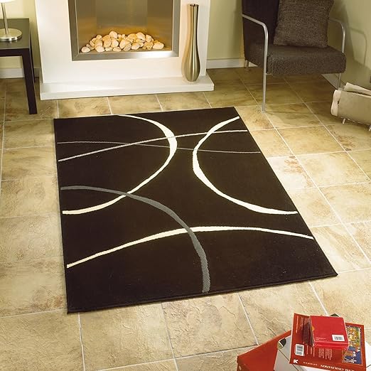 Diseño moderno grande medio círculo negro Gris Blanco 120 x 160 cm