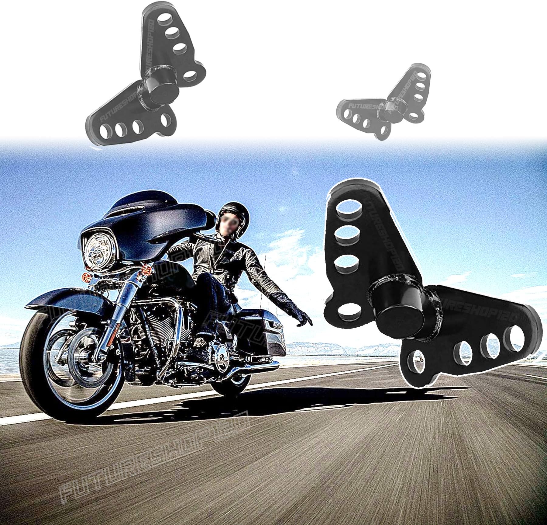 For 2002-2016 Road King Touring Lowering Kit 1-3" Rear Shocks Drop Links fits FLHR - Electra Glide - Road Glide - Street Glide - Ultra Limited Classic FLHTCUL FLHTKL (Fits '02-'16 Touring FL Models)