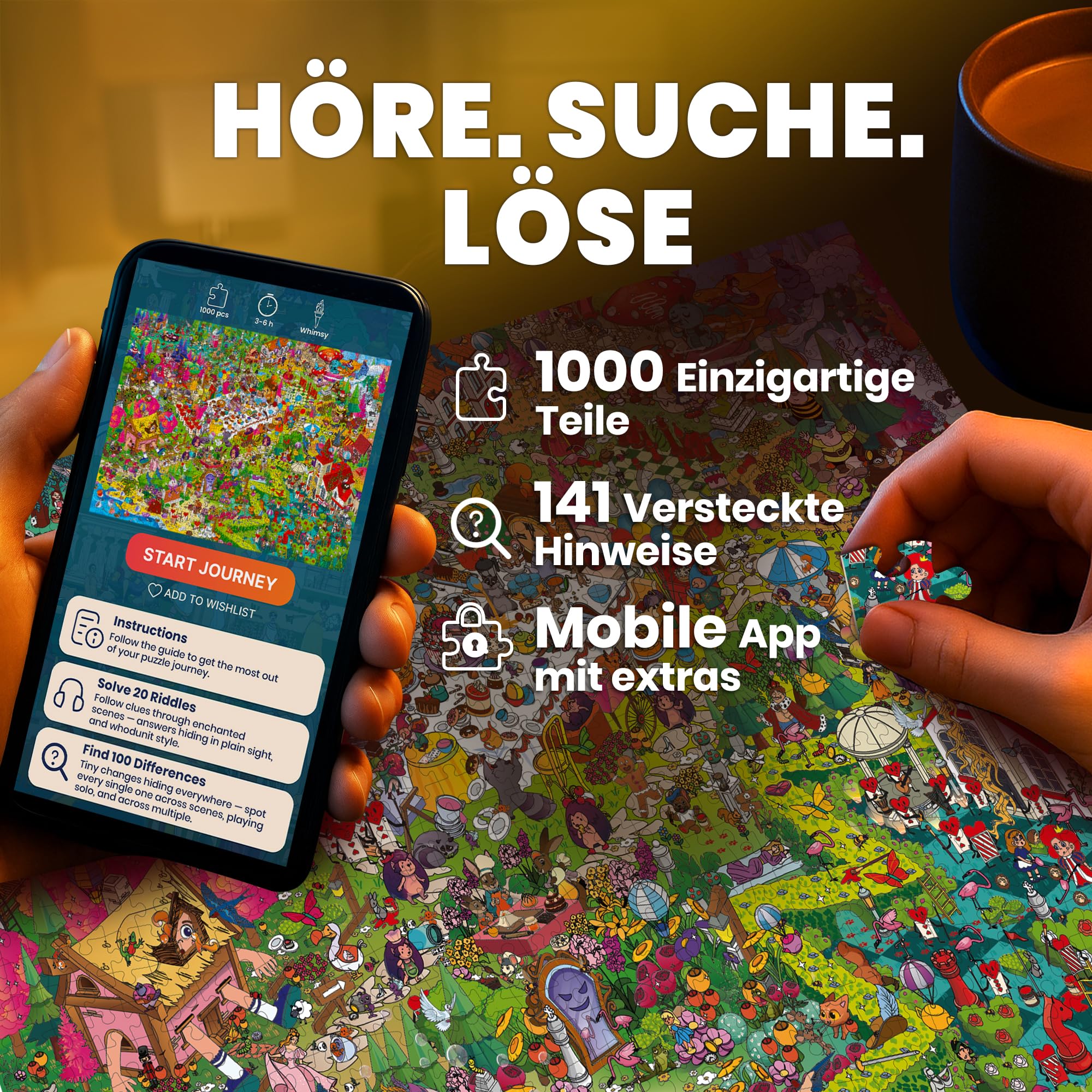 QUOKKA 1000 Teile Puzzle Für Erwachsene Alice Im Wunderland – Fantasy Puzzle Mit Geheimen Aufgaben Und Einer Märchenhaften Hörgeschichte Zur Tiefen Entspannung Für Anspruchsvolle Liebhaber 7