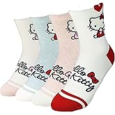 JJMax Women's Hello Kitty Cute Cotton Blend Ankle Socks Set, Crew Hearts Kitty, One Size