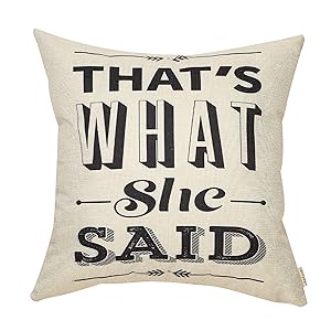 Fjfz The Office Décor TV Show Funny Quote That's What She Said, Michael Scott Sign Decoration Cotton Linen Home Decorative Throw Pillow Case Cushion Cover for TV Lover Sofa Couch, 18" x18"