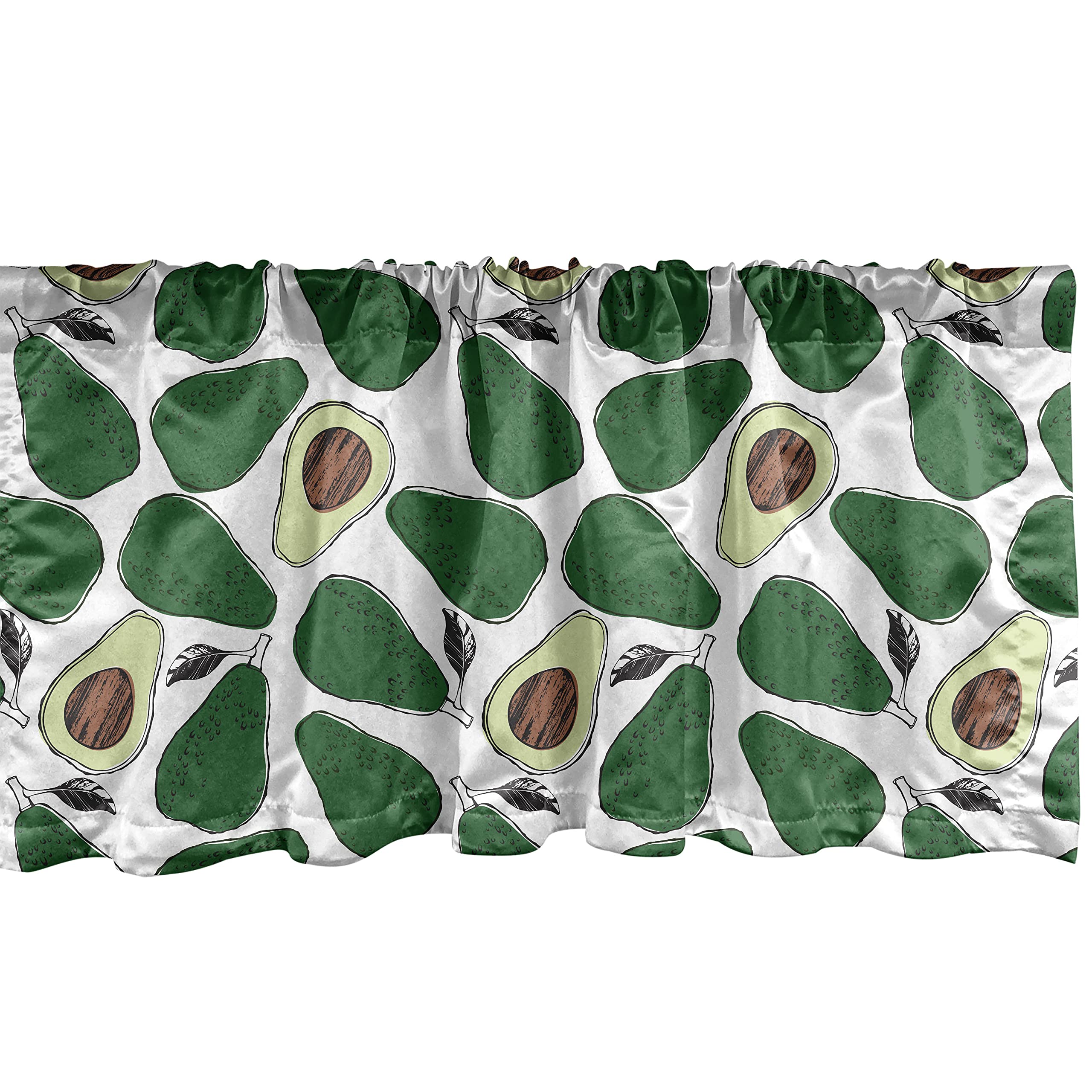 Ambesonne Avocado Window Valance, Pattern with