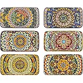 Henten Home Porcelain 10 Inch Dinner Plates, Ceramic Rectangular Salad Plate Set of 6, Bohemian Serving Dishes for Sushi, Pasta, Appetizer, Microwave & Dishwasher Safe