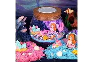 NICELLA Mermaid Terrarium Craft Kit for Kids - LED Night Light Up & Remote Mermaid Birthday Gifts Toys for Girls Age 5 6 7 8 9 10 11 12 Year Old (Mermaid)