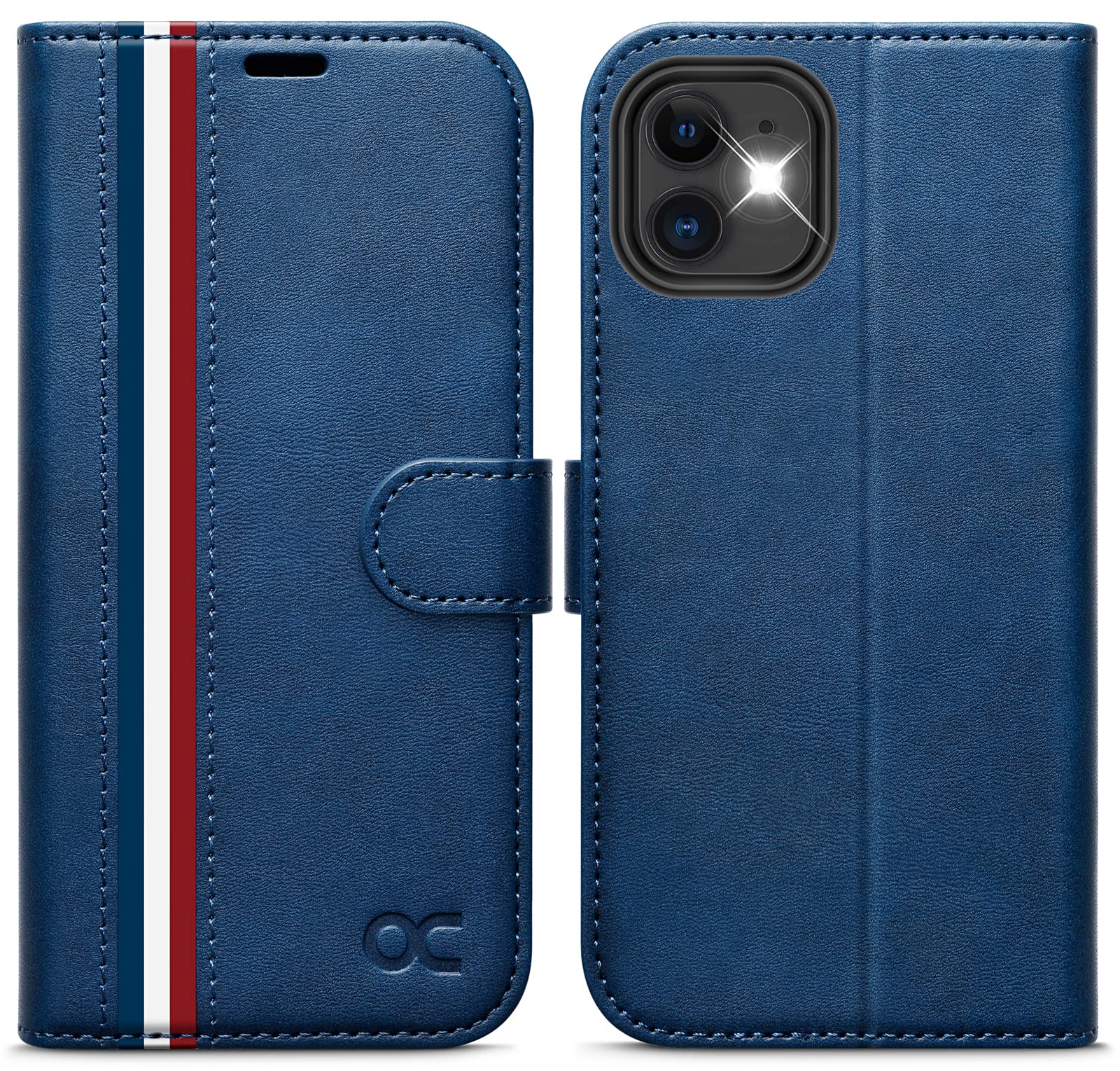 OCASE for iPhone 12/12 Pro Case, PU Leather Wallet, Magnetic Flip Folio Cover with RFID Blocking, Card Holders, Shockproof TPU, and Kickstand for 6.1 Inch iPhone 12/12 Pro, Stylish Blue