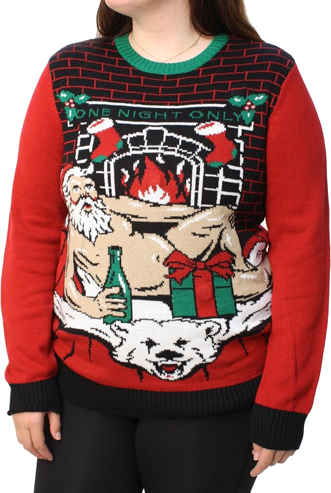 Ugly Christmas Sweater Plus Size Women's One Night Only Light Up Women's Plus Size Ugly Christmas Sweaters