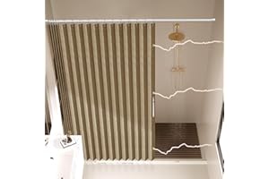 AJAZZ Magnetic Folding Shower Curtains Acordion Shower Curtain Fabric Polyester Waterproof Shower Curtains Suitable for Family Hotel Homestay Bathroom (Brown,77" W x 72" L) 1 Panel