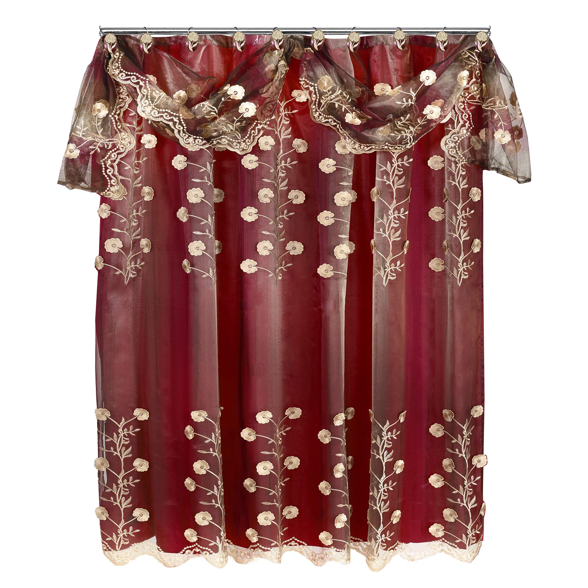 Popular Bath 961768 Ombre Rose, Shower Curtain, Burgundy
