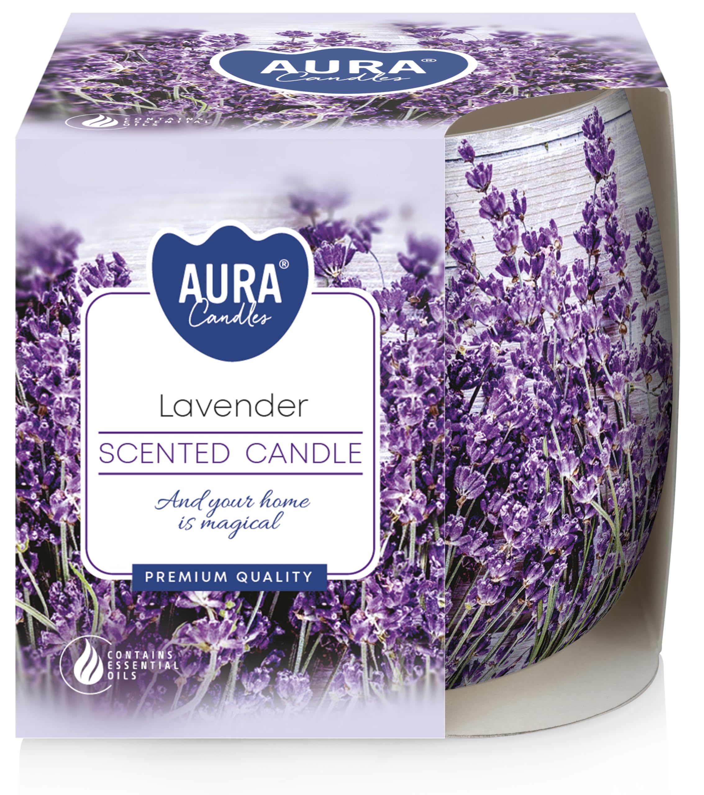 Viscio Trading 174704 Scented Candle, Wax/Glass, Purple, 8 x 8 x 7.5 cm