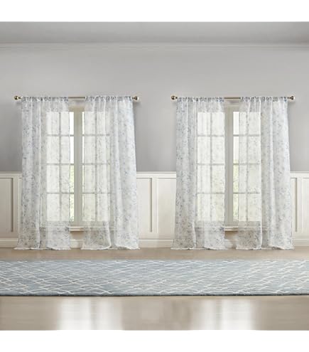 Amazon.com: Laura Ashley Summer Palace Window Curtains with Rod