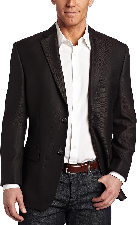 Haggar Men's 2 Button Two Tone Twill Center Vent Sport Coat, Brown, 40 R at Amazon Menâs 