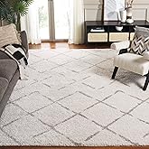 SAFAVIEH Area Rug 8x10 - Arizona Shag Collection - Large - Ivory & Beige, Moroccan Boho Design, Non-Shedding & Easy to Clean,