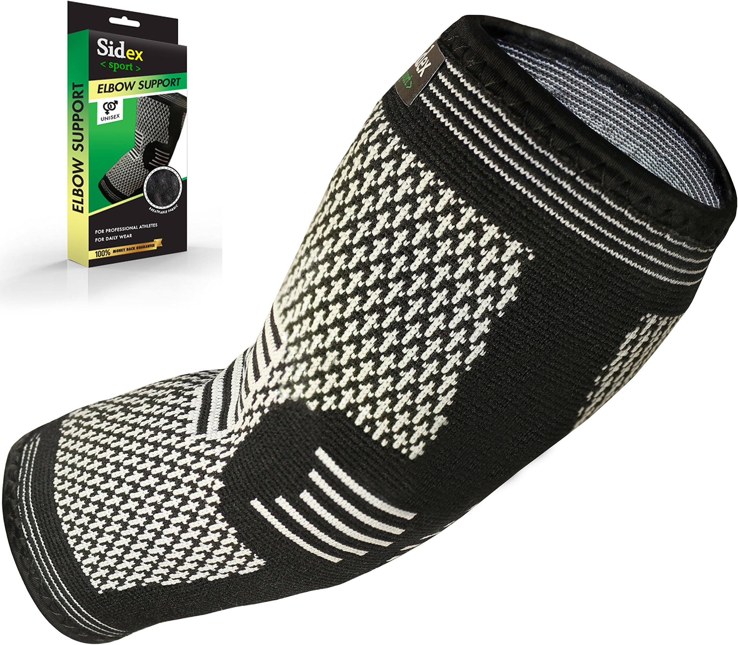 Sidex Elbow Brace Compression Sleeve, Arm Support for Tendonitis, Golf, Bowling, Tennis, Weightlift, Reduce Pain and Promotes Recovery, Large