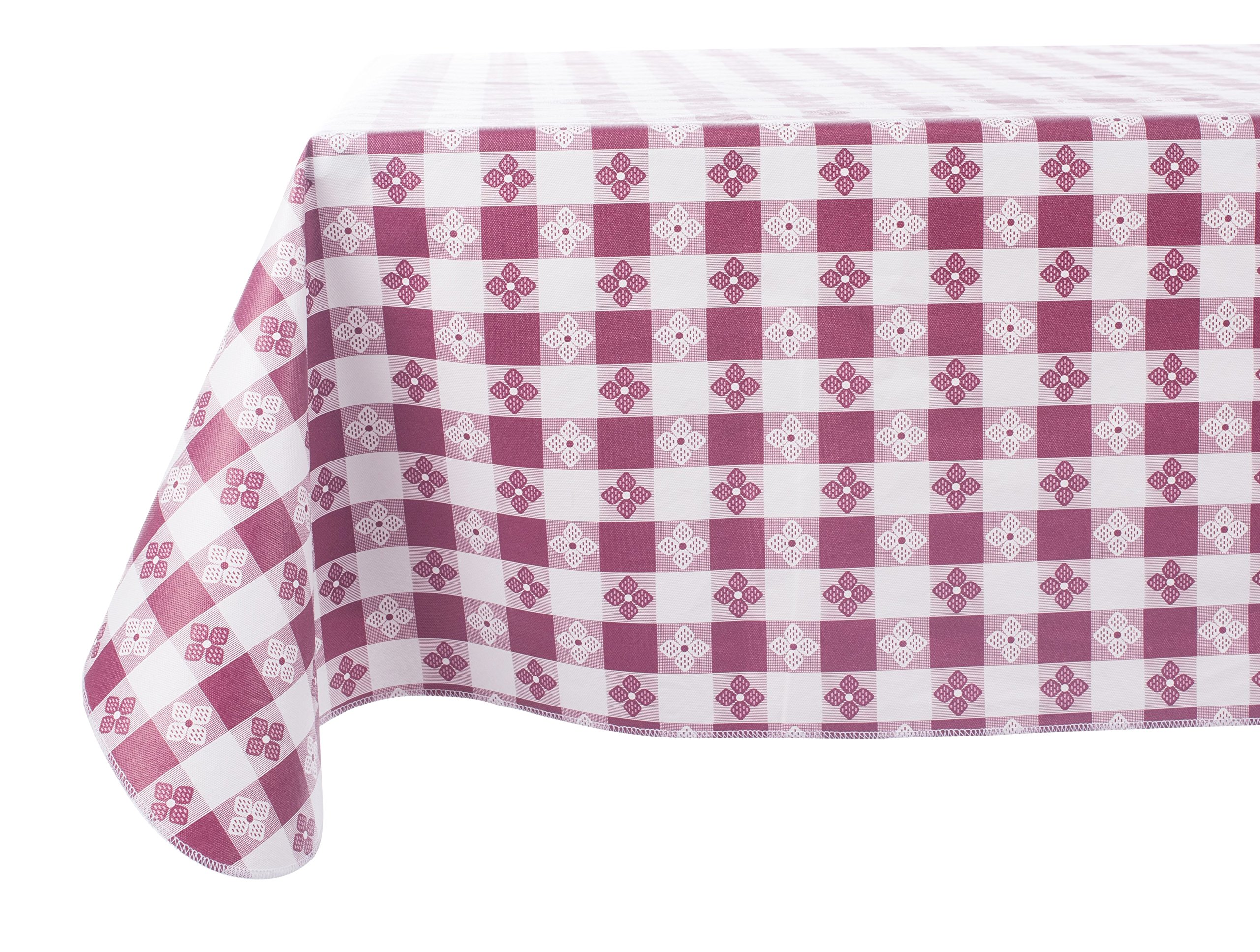 Yourtablecloth Checkered Vinyl Tablecloth with Flannel Backing for Restaurants, Picnics, Bistros, Indoor and Outdoor Dining (Burgundy and White, 52X70 Rectangle/Oblong) — image 1