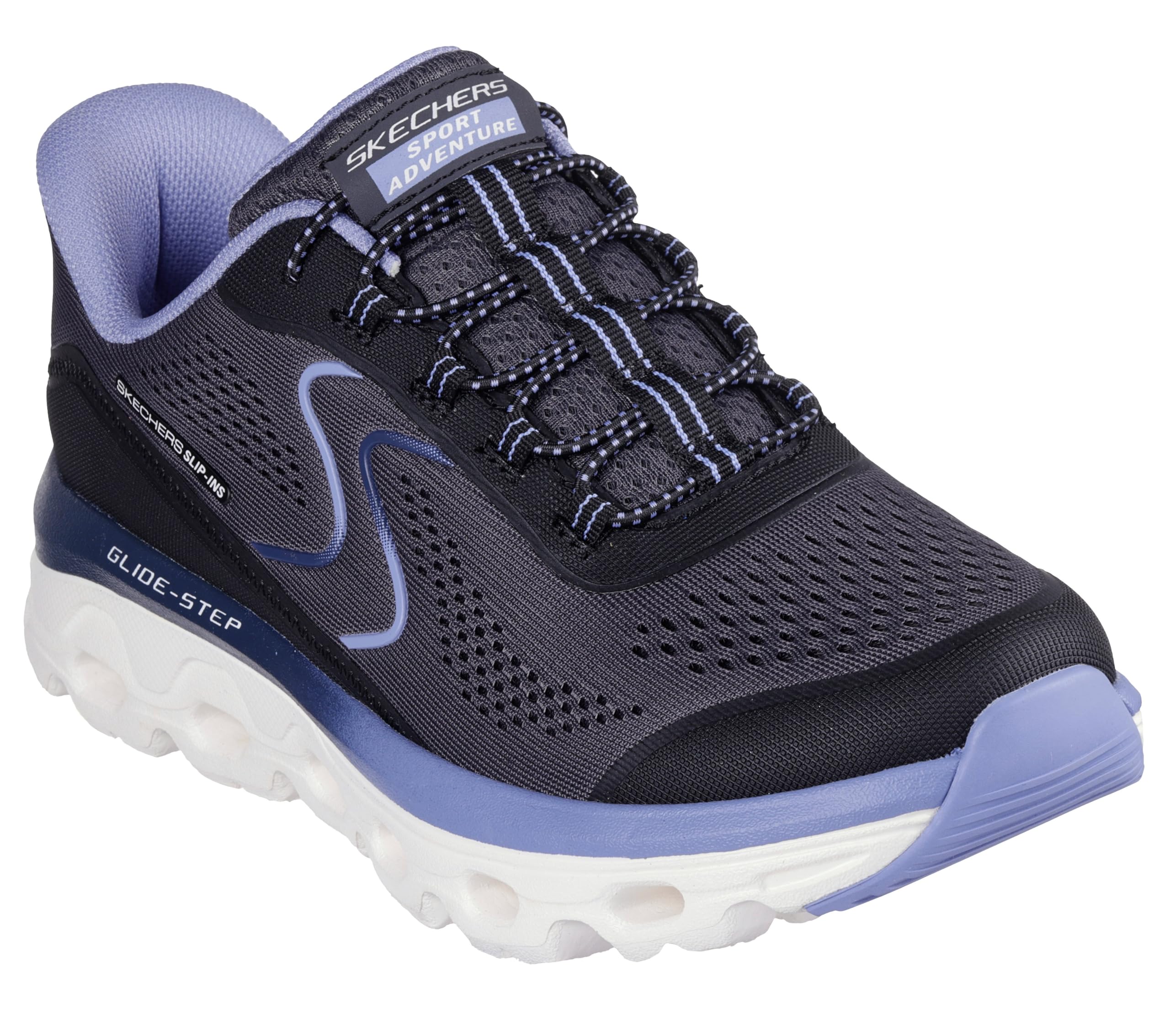 Photo 1 of Skechers Sport Women's Women's Glide Step Sole Hands Free Slip-INS Sneaker, BKBL=Black/Blue, 7.5 Wide worn once 