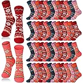 Hicarer 50Pairs Winter Vintage Socks Bulk, Warm Wool Thick Knit Thermal Socks for Women Men Christmas Gifts