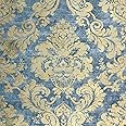 Portofino Italian Wallpapers Wallpaper Blue Yellow Gold Metallic Rustic Damask Textured roll 3D