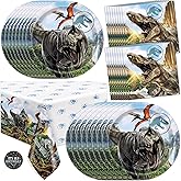Jurassic Park Birthday Decorations | Tablecloth, Plates, Napkins, Sticker | Jurassic World Party Decorations | Officially Licensed