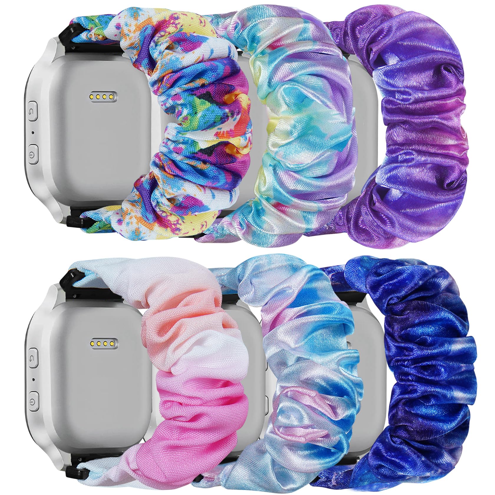 Folavii 6 Pack Scrunchie Band Compatible with Cosmo JrTrack 5/4/3/2 SE/2/JrTrack & Gizmo Watch Adventrue 3 3 2 1/Gabb Watch 3e 3 2 1/SyncUP Watch Band, 20mm Cute Soft Stretchy Strap for Small Wrist